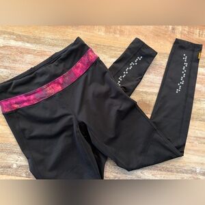 Lucy Activewear Running Leggings High Waist Pink Waistband Size XS